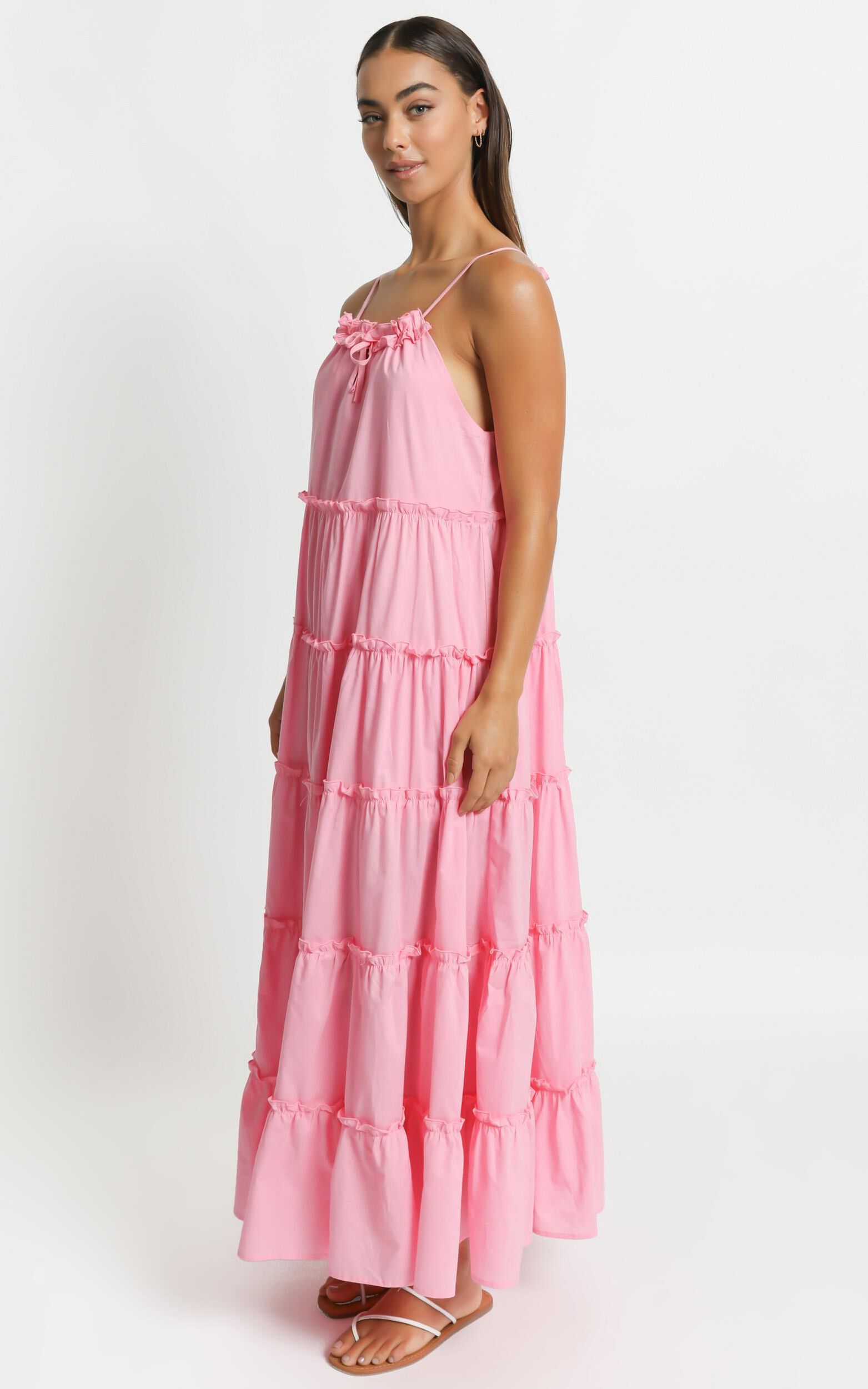 Charly Pink Maxi Dress w/ Ruffles