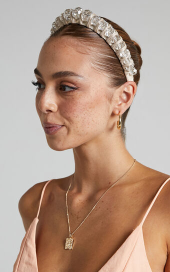 Persia Embellished Headband in White