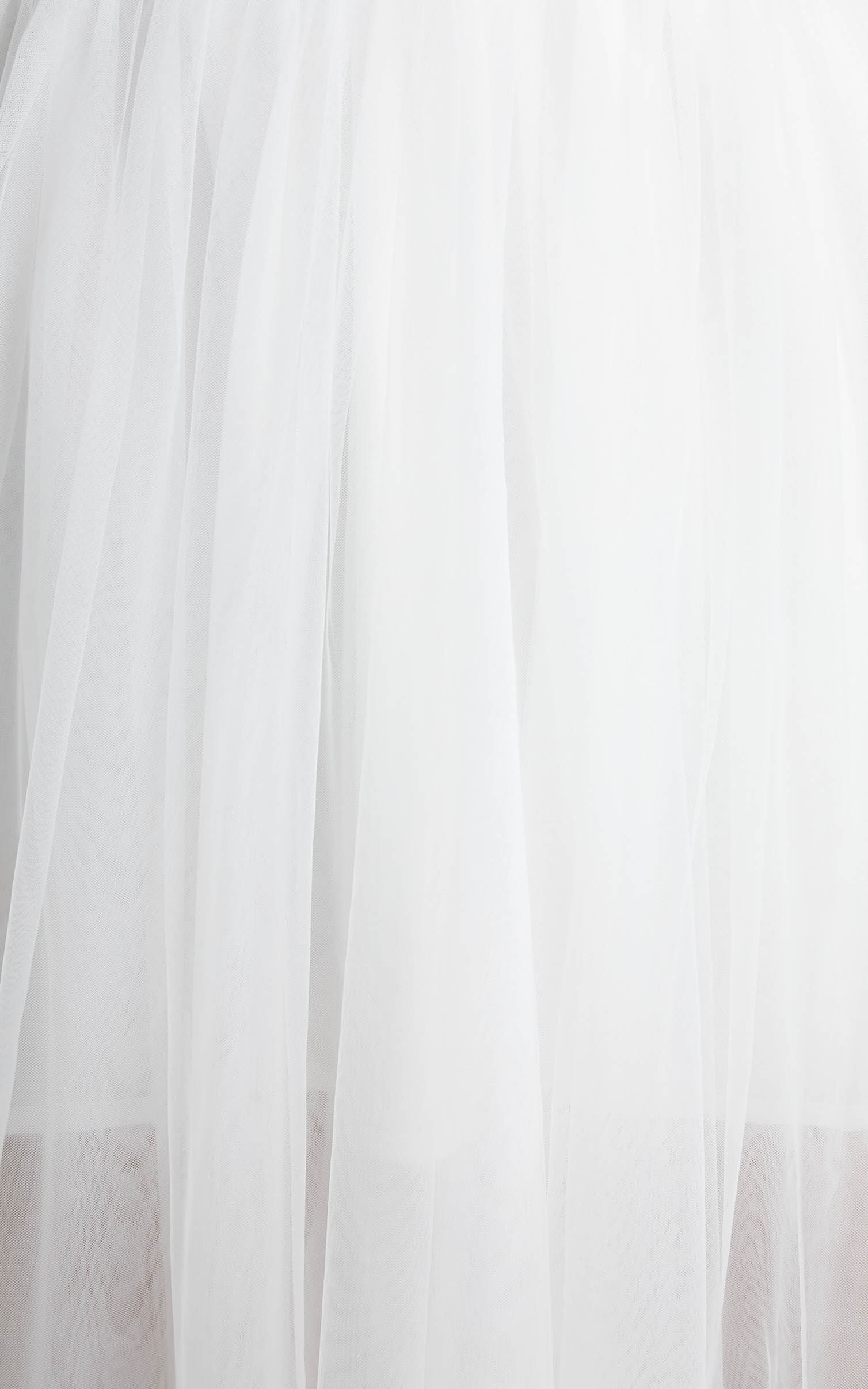 Aisha Midi Dress - Bustier Bodice Tulle Dress in White