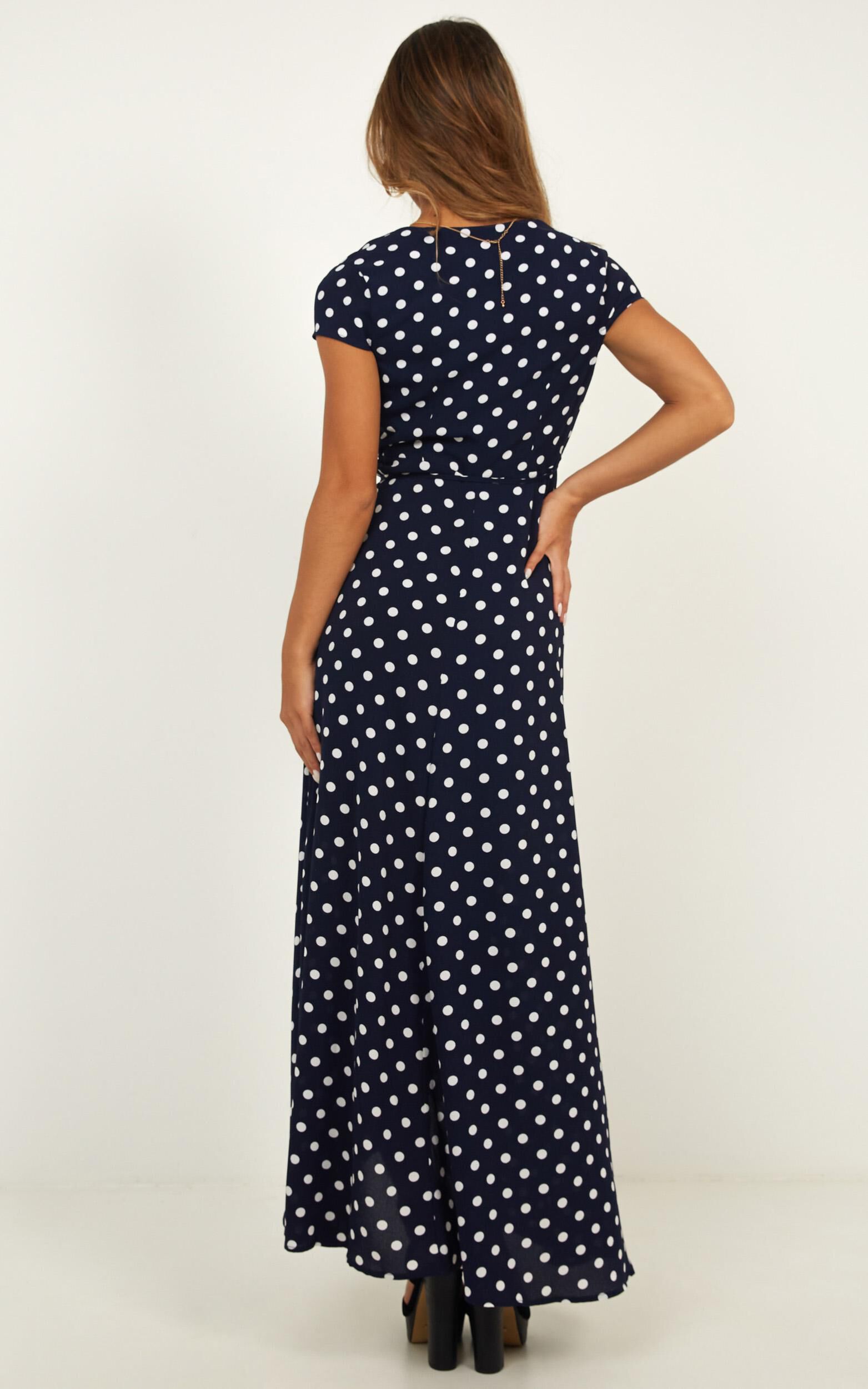 Navy spot maxi dress 2025