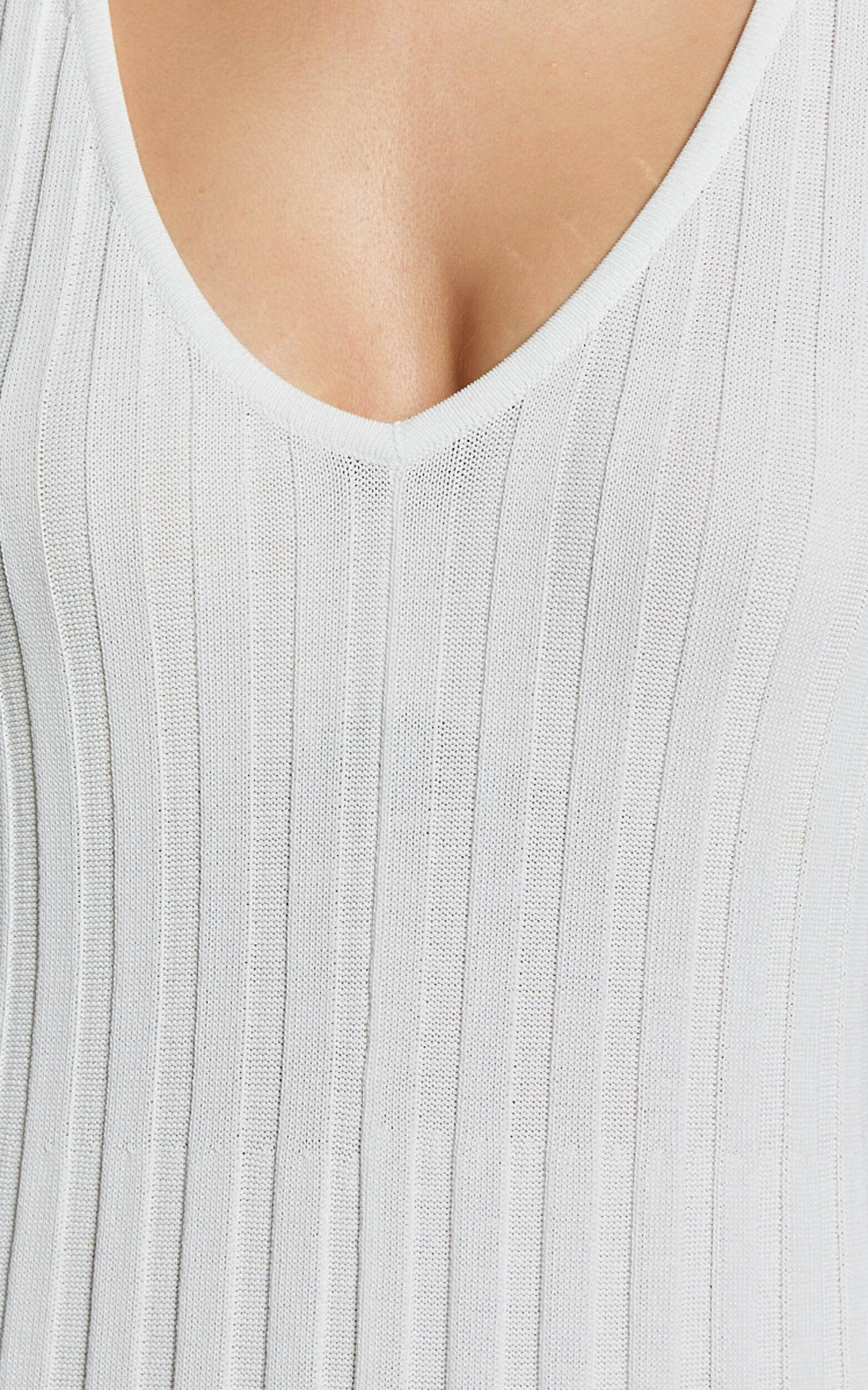 Maya Midi Knit Dress Sleeveless V Neck Knited Dress in White Showpo EU