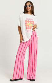 Gladiola Two Piece Set - Amalfi Limone Oversized Tee and Stripe Pant ...