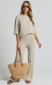 Alda Top - Oversized Relaxed Crew Neck Knit Top in Cream