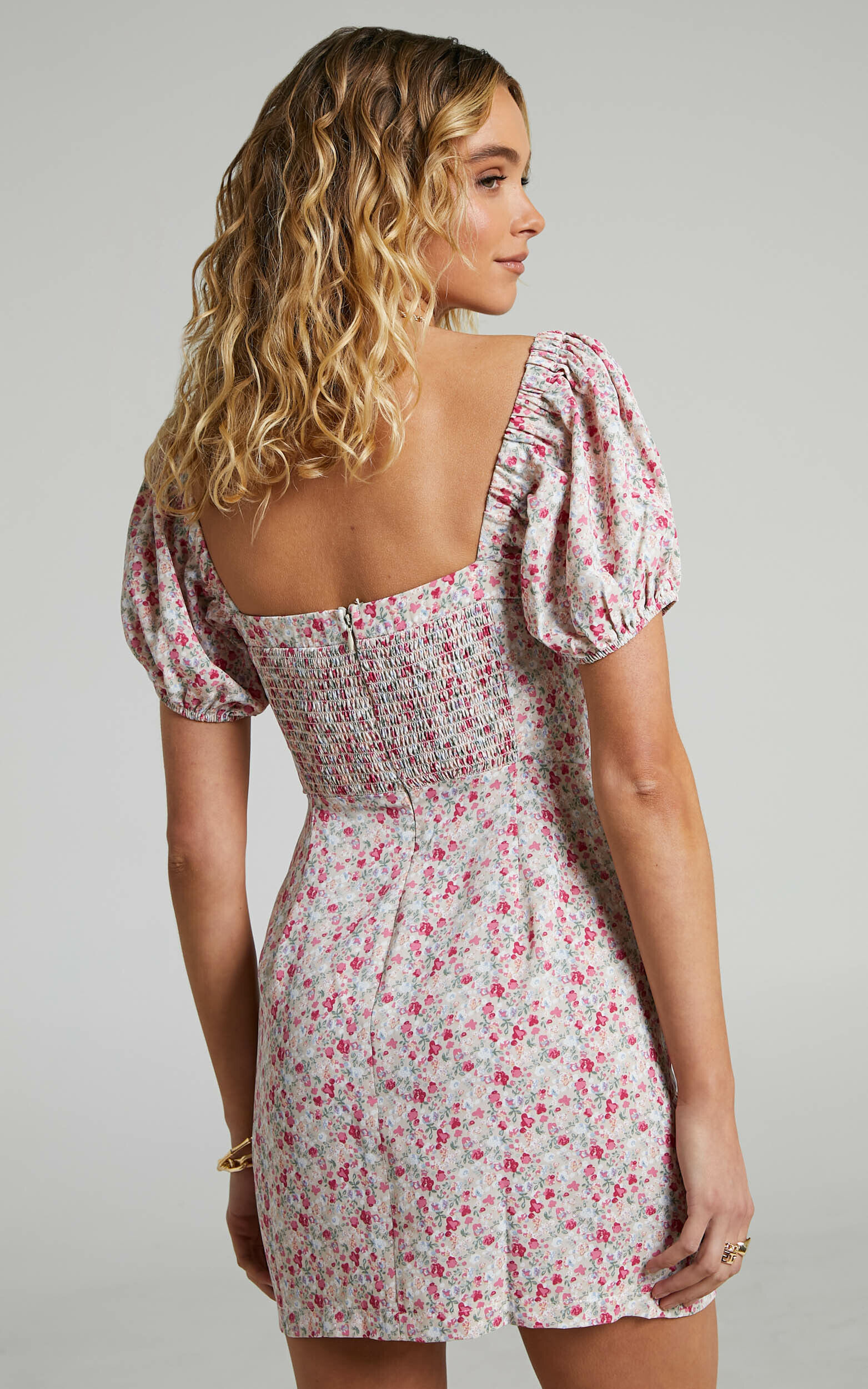 White dress hot sale with pink flowers
