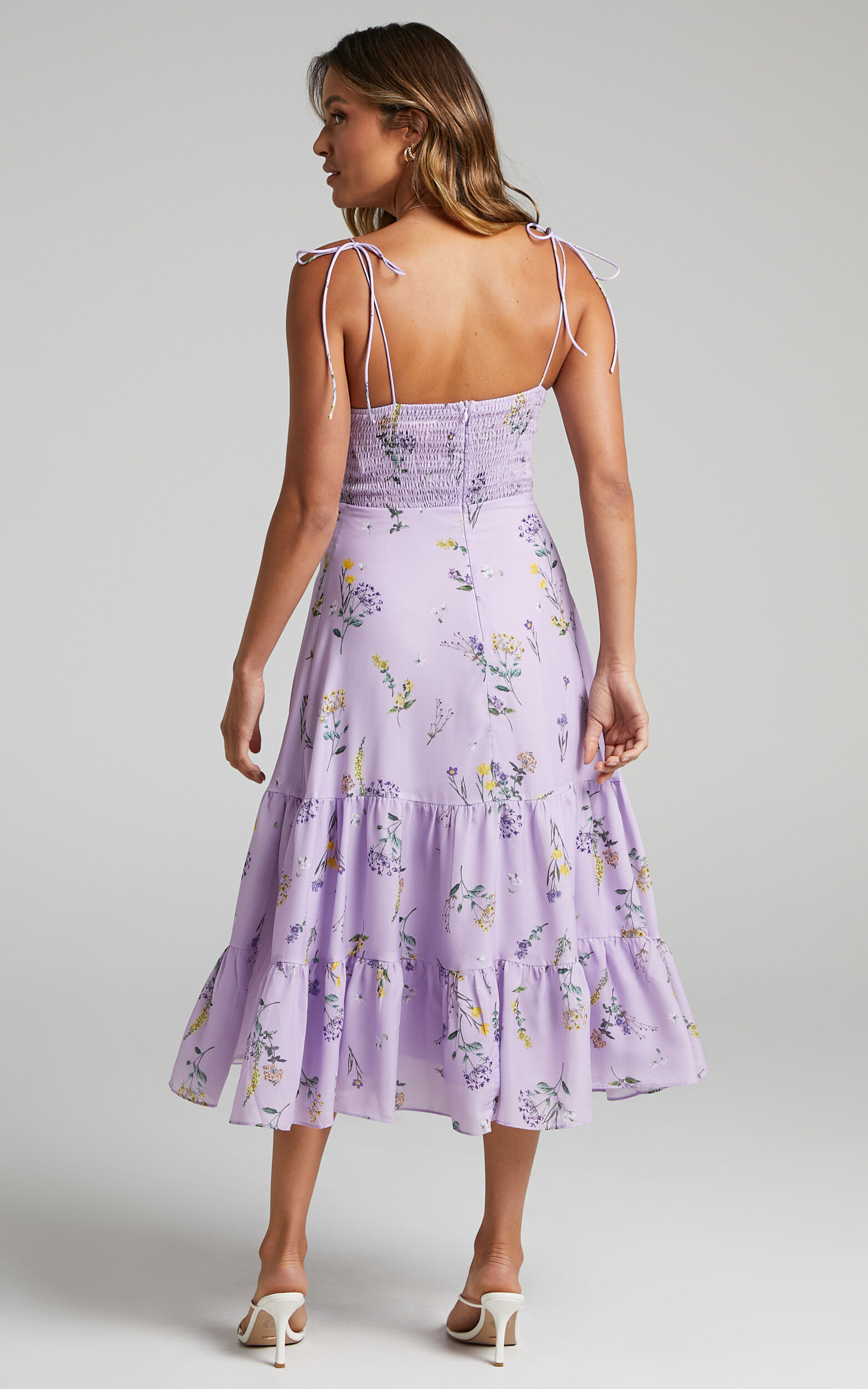 Monaco Midi Dress - Strappy Sweetheart Tiered Dress in