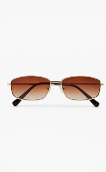 Leauna Sunglasses - Retro Oval Sunglasses in Gold/Brown