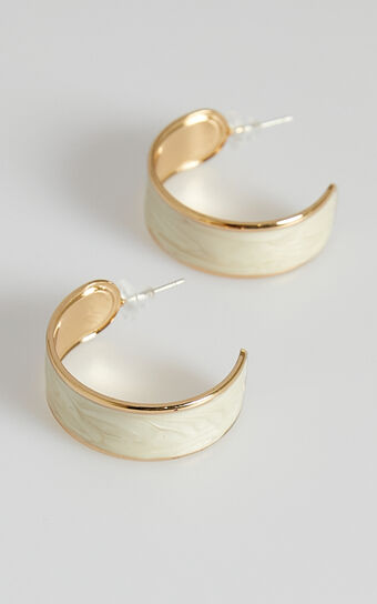 Raye Hoop Earrings in Gold and White