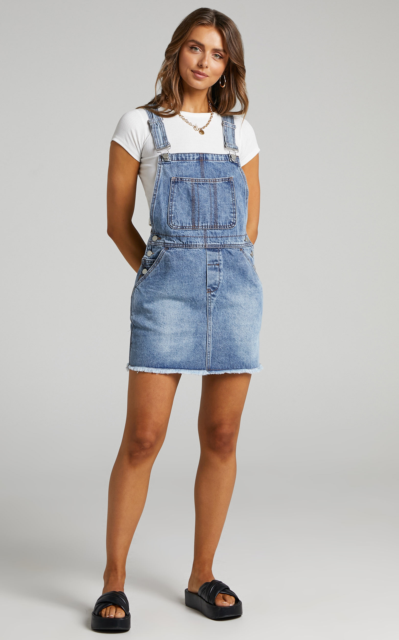 Denim overall skirt deals cheap