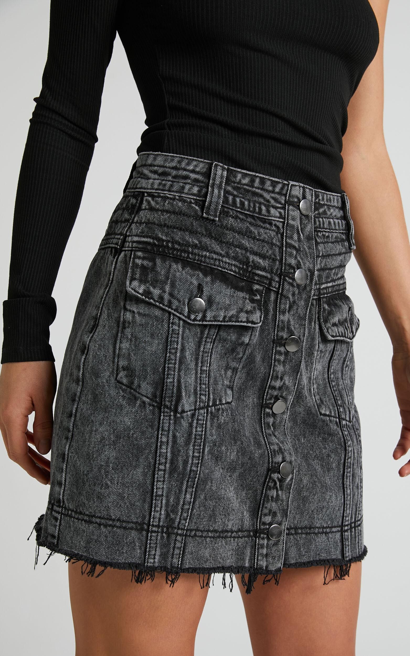 A line black deals denim mini skirt