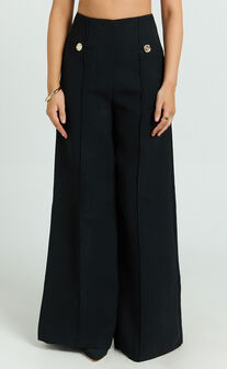 Clara Pants - High Waisted Wide Leg Pants in Black