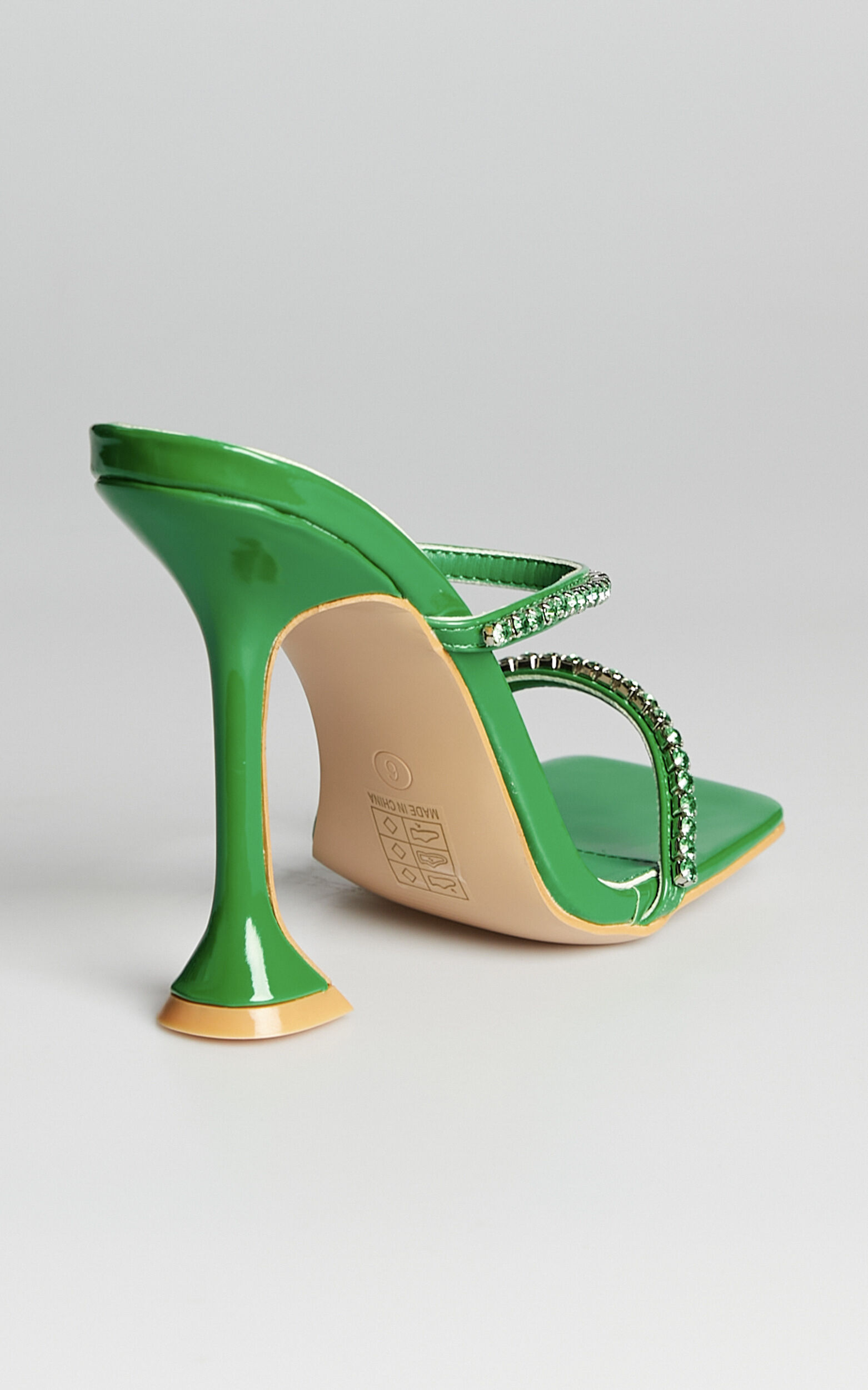 Public Desire Aura Heels in Green Patent Showpo