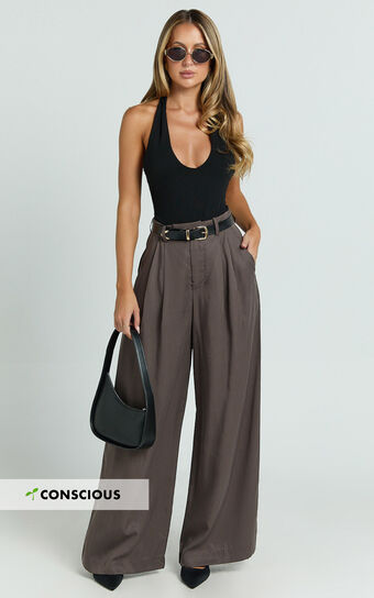 Clarke Pants - High Waist Wide Leg Pants in Slate