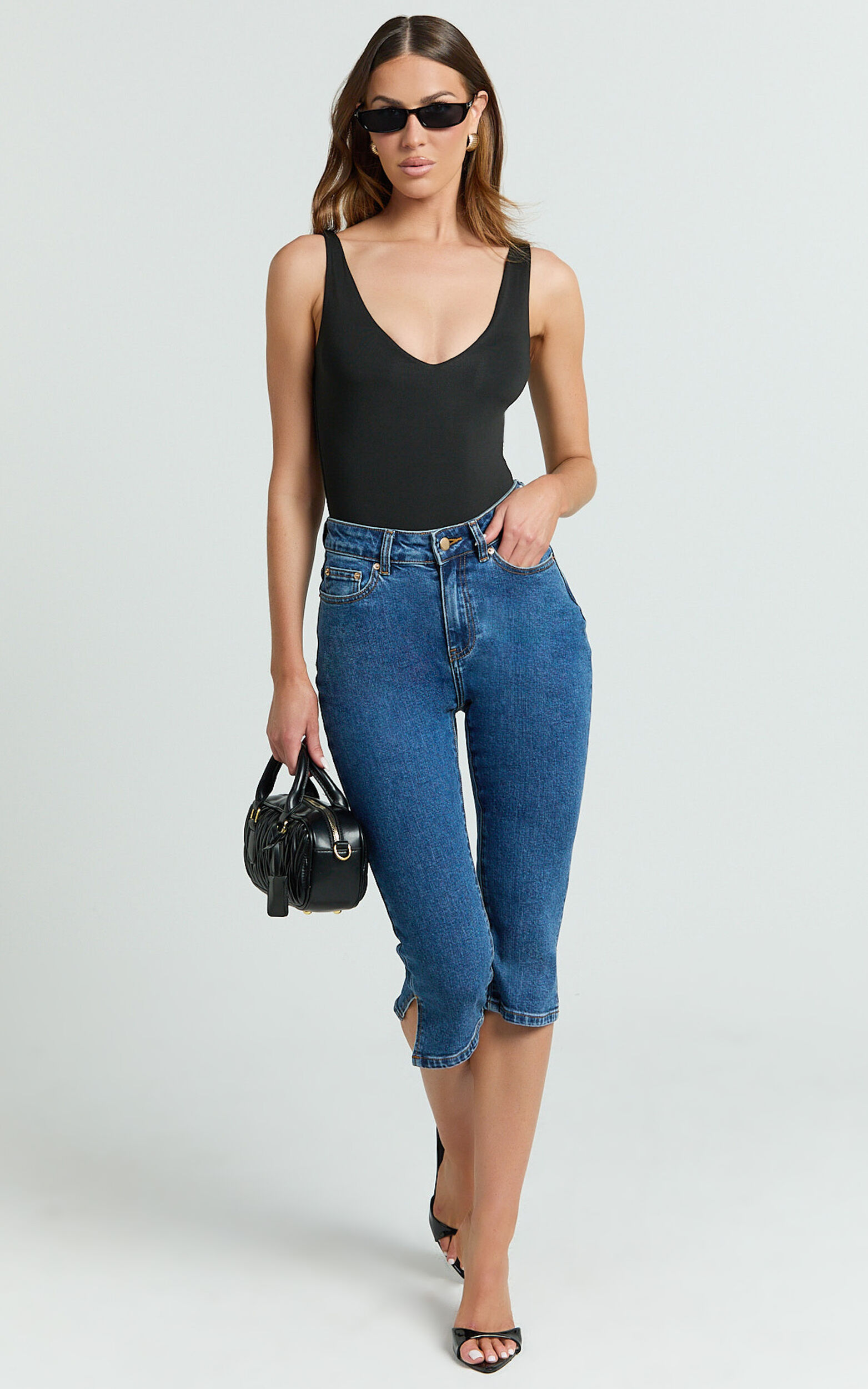 Letty Jeans - 7/8 Crop Denim Jeans in Dark Wash - 06, BLU1