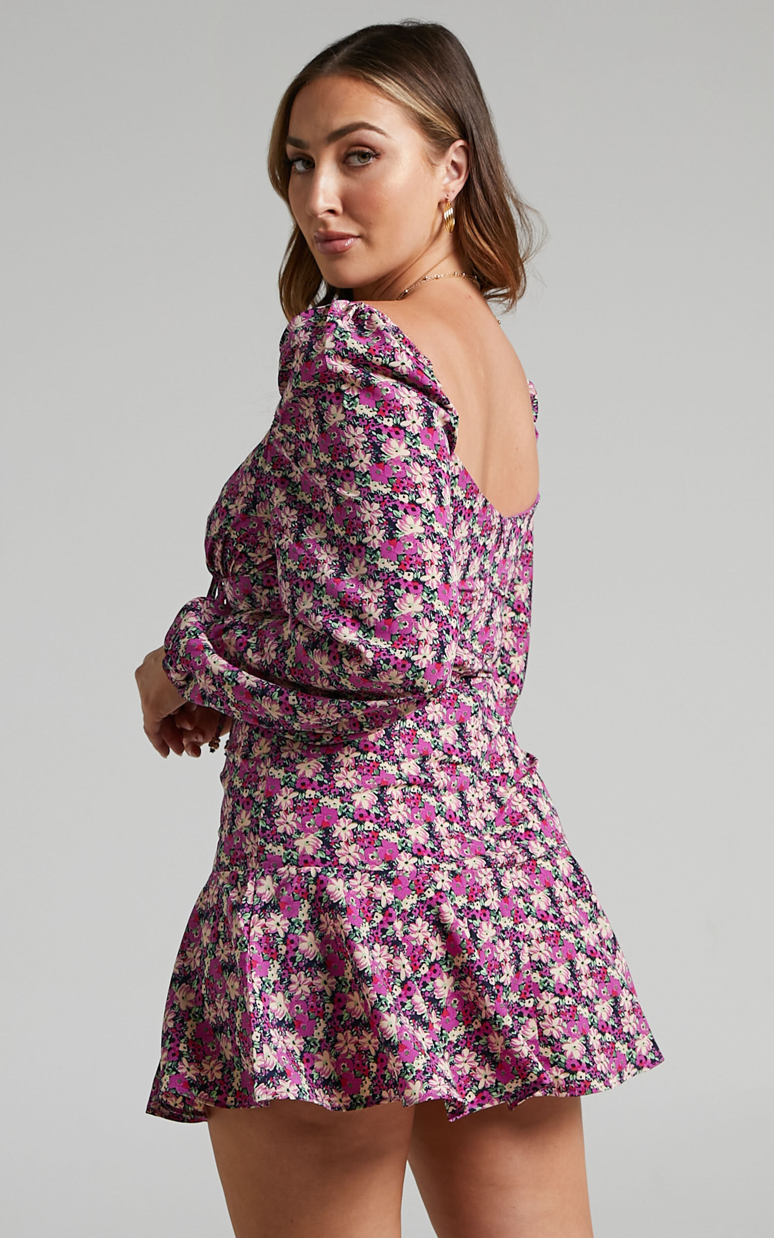 Long sleeve fit and flare hotsell mini dress