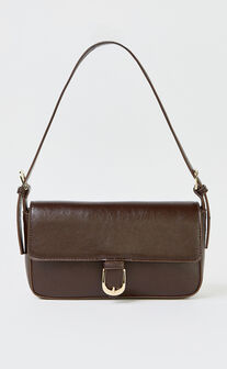 Peta and Jain - Ginger Shoulder Bag with Hardware Buckle in Chocolate Crinkle