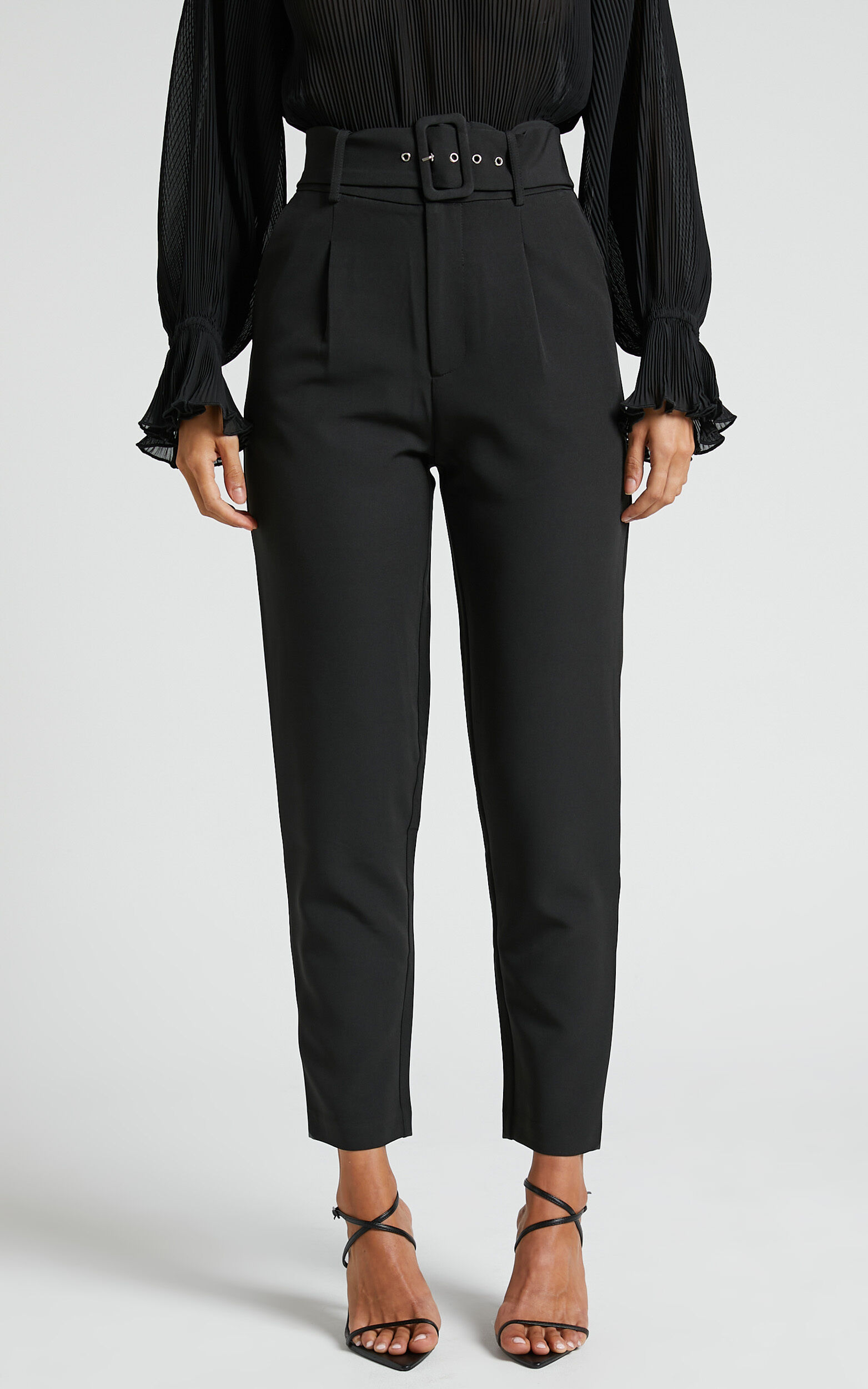 【限定製作】 Milica Trousers Black in Trousers Waisted High Belted - パンツ