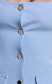 Kenna Mini Dress - Square Neck Button Down Mini Dress in Powder Blue ...