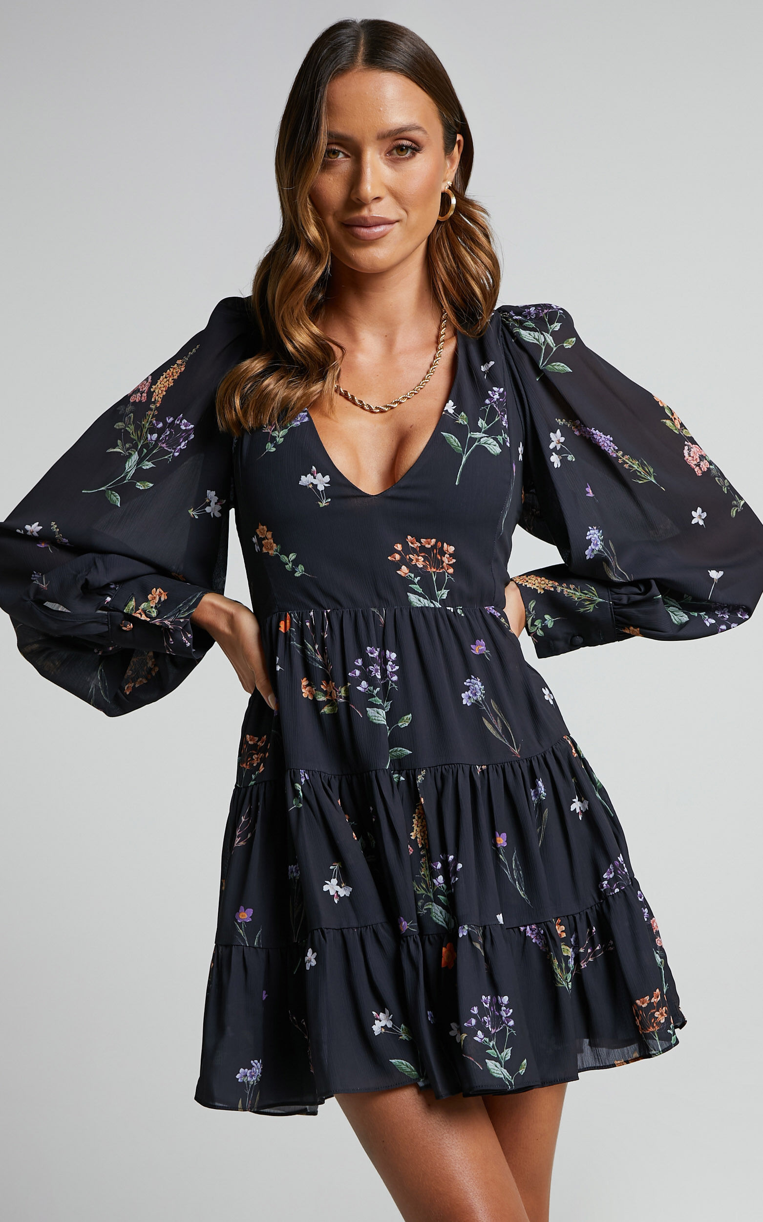 Black flower deals dress