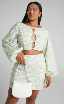 Charlie Holiday - Pricilla Mini Skirt in Abstract Wave