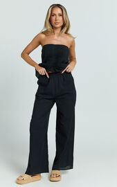 Carli Two Piece Set - Cotton Tube Pant Set in Black | Showpo