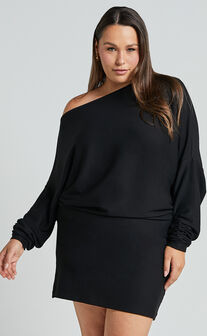 Fermina Mini Dress - Long Sleeve Bodycon Dress in Black