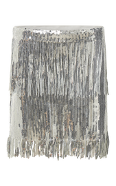 Paris Mini Skirt - Sequin Fringe High Waisted Skirt in Silver | Showpo USA