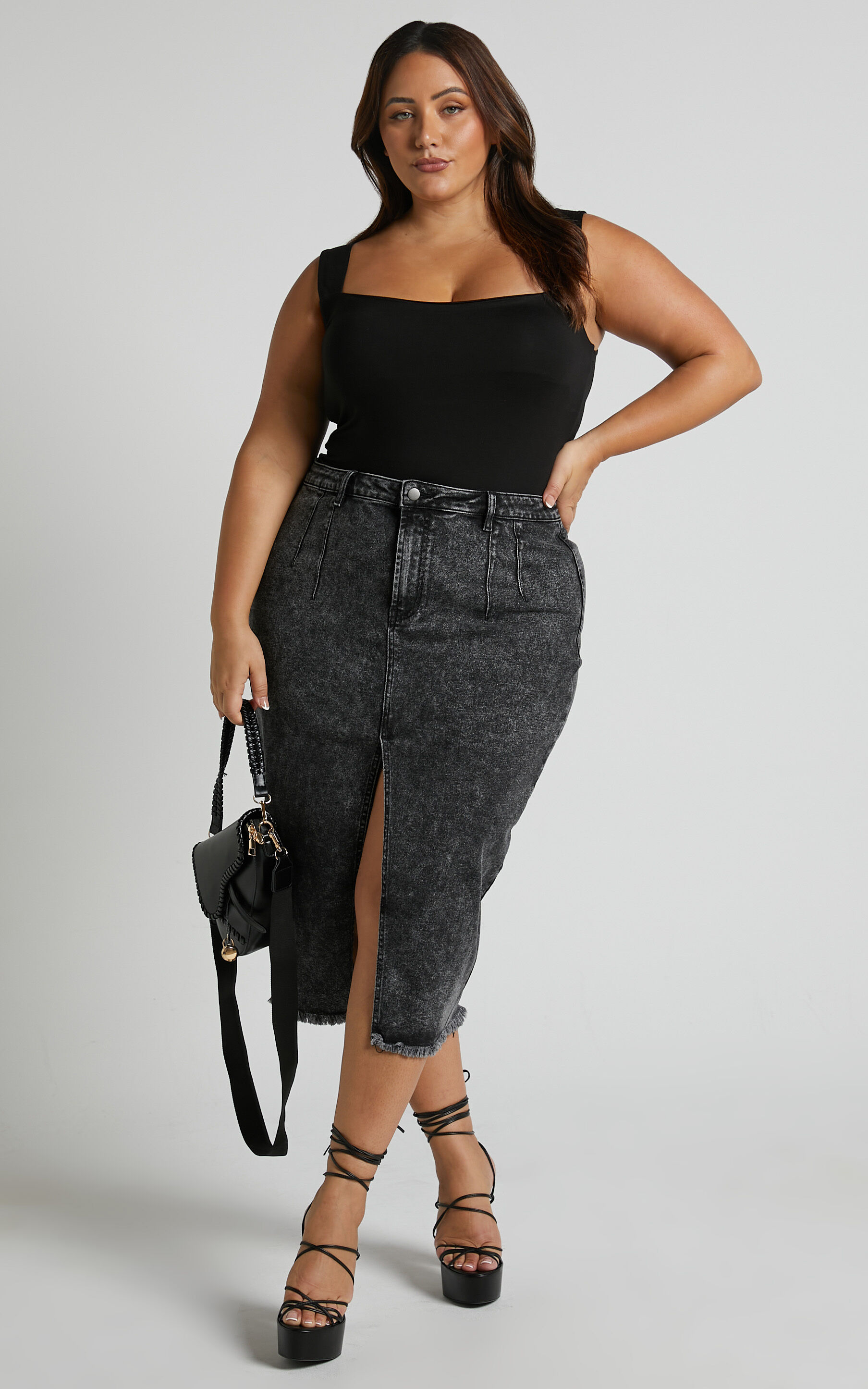Plus size acid best sale wash denim skirt