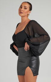 Dermot Bodysuit - Balloon Sleeve Bodysuit in Black | Showpo