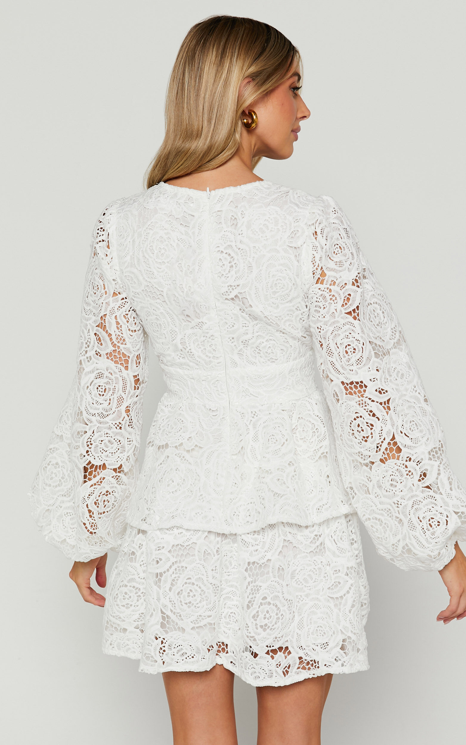 Daphne Mini Dress Lace Trim Tiered Dress in White Showpo EU