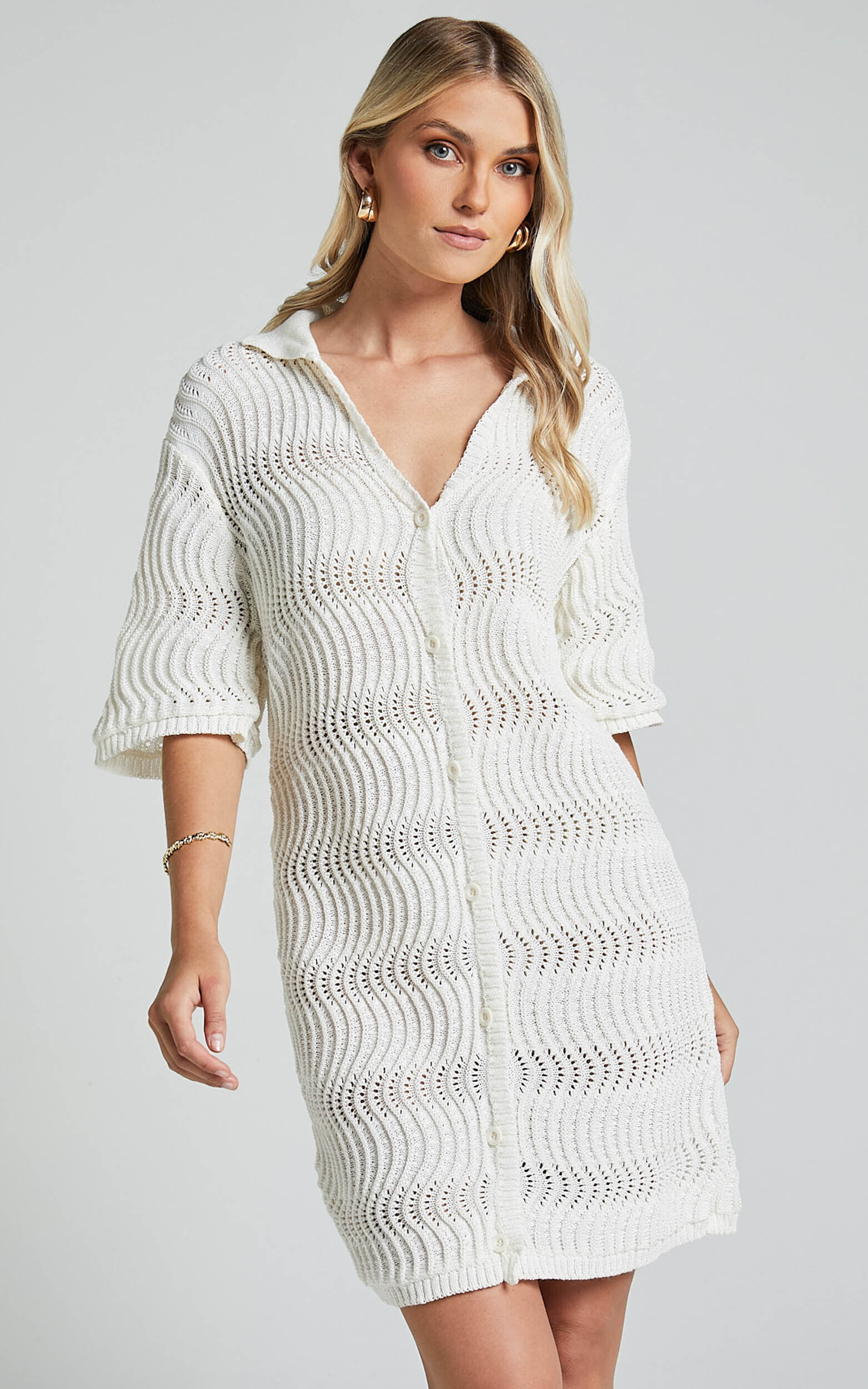 Crochet shirt dress on sale