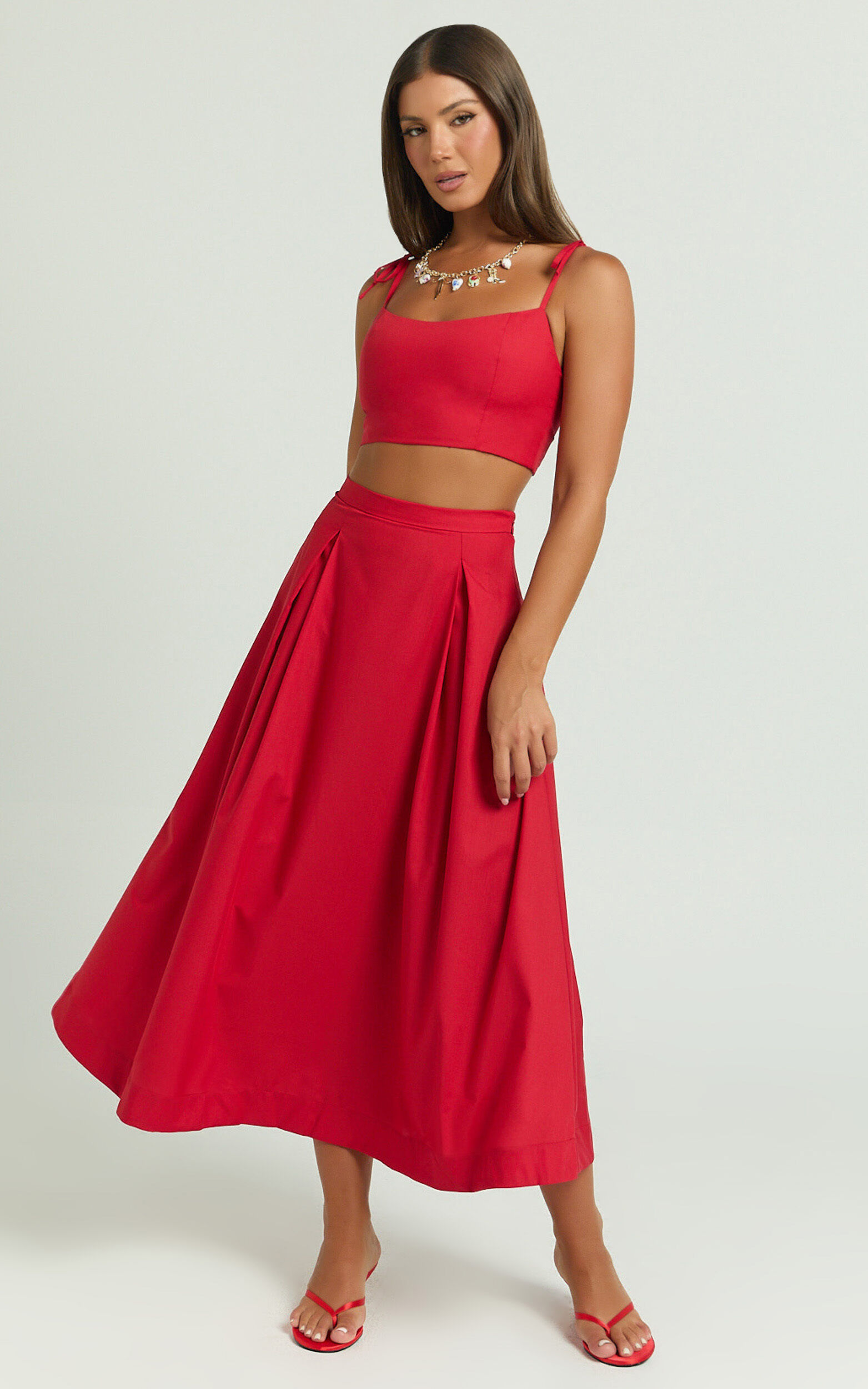 Rosalee Two Piece Set - Strappy Crop Top and High Waisted A