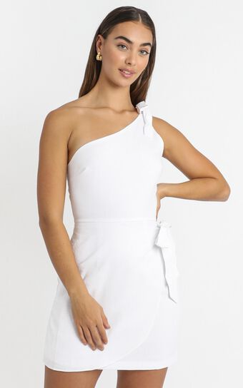 Keeping It Together Dress in White Linen Look