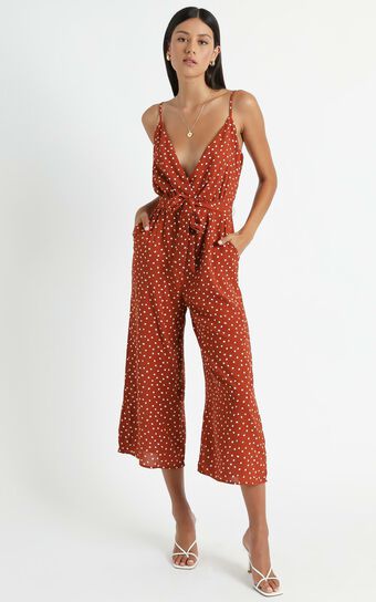 Thought Provoking Jumpsuit in Rust Spot