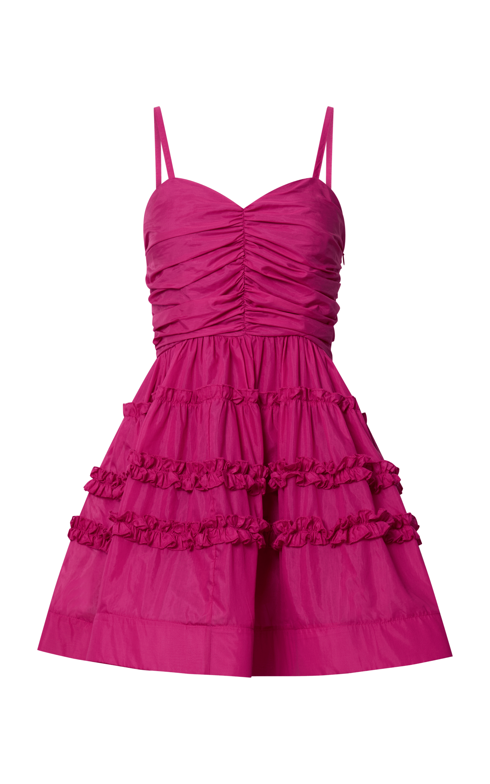 Ailia Mini Dress - Strappy Empire Waist Tiered Dress in Pink