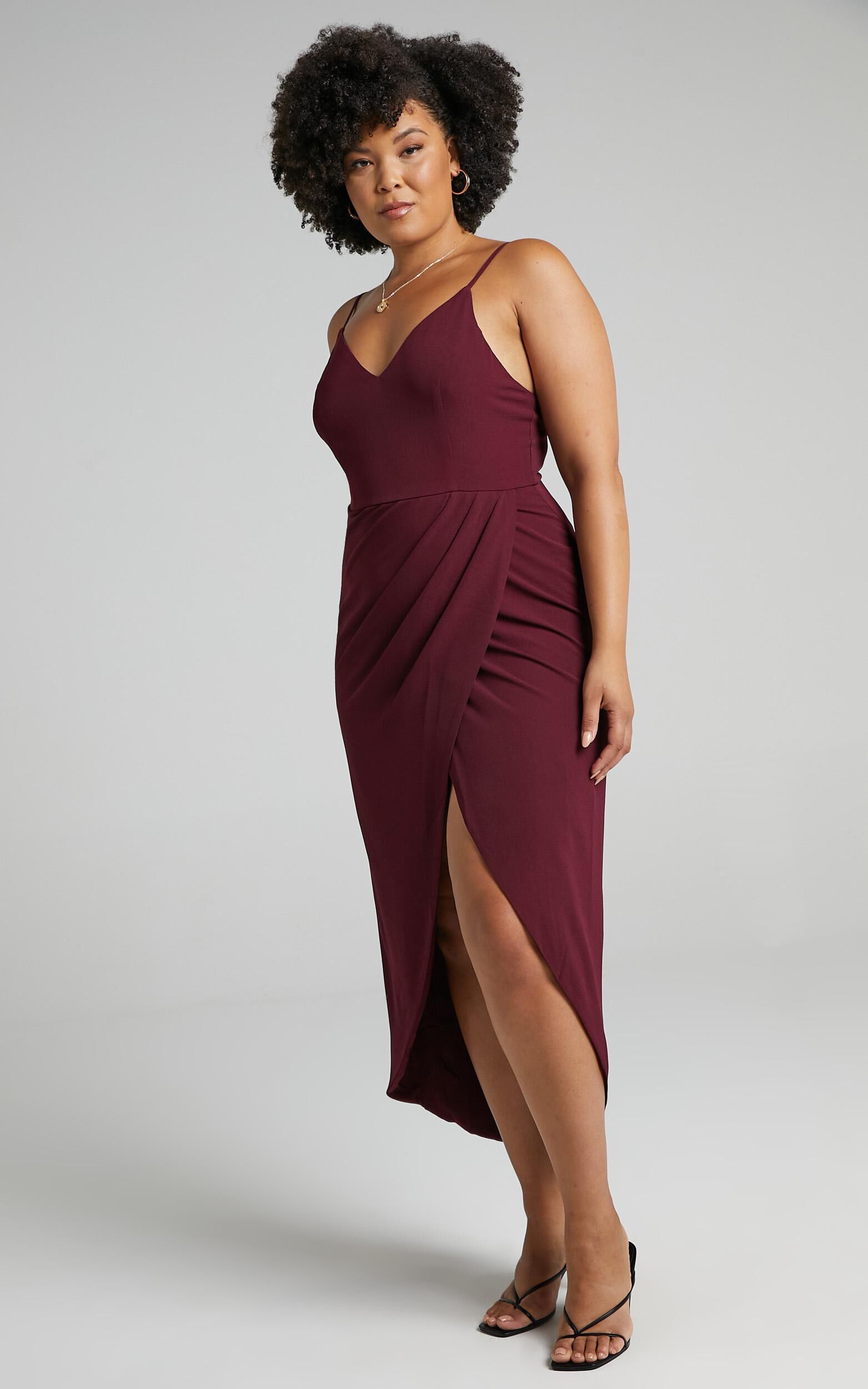 Lucky Day High Low Maxi Dress In Wine Showpo