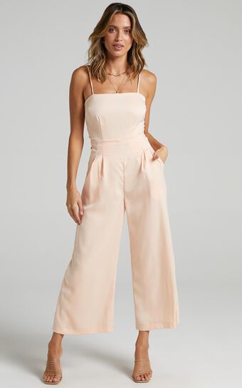 Daisy Jumpsuit in Champagne Satin