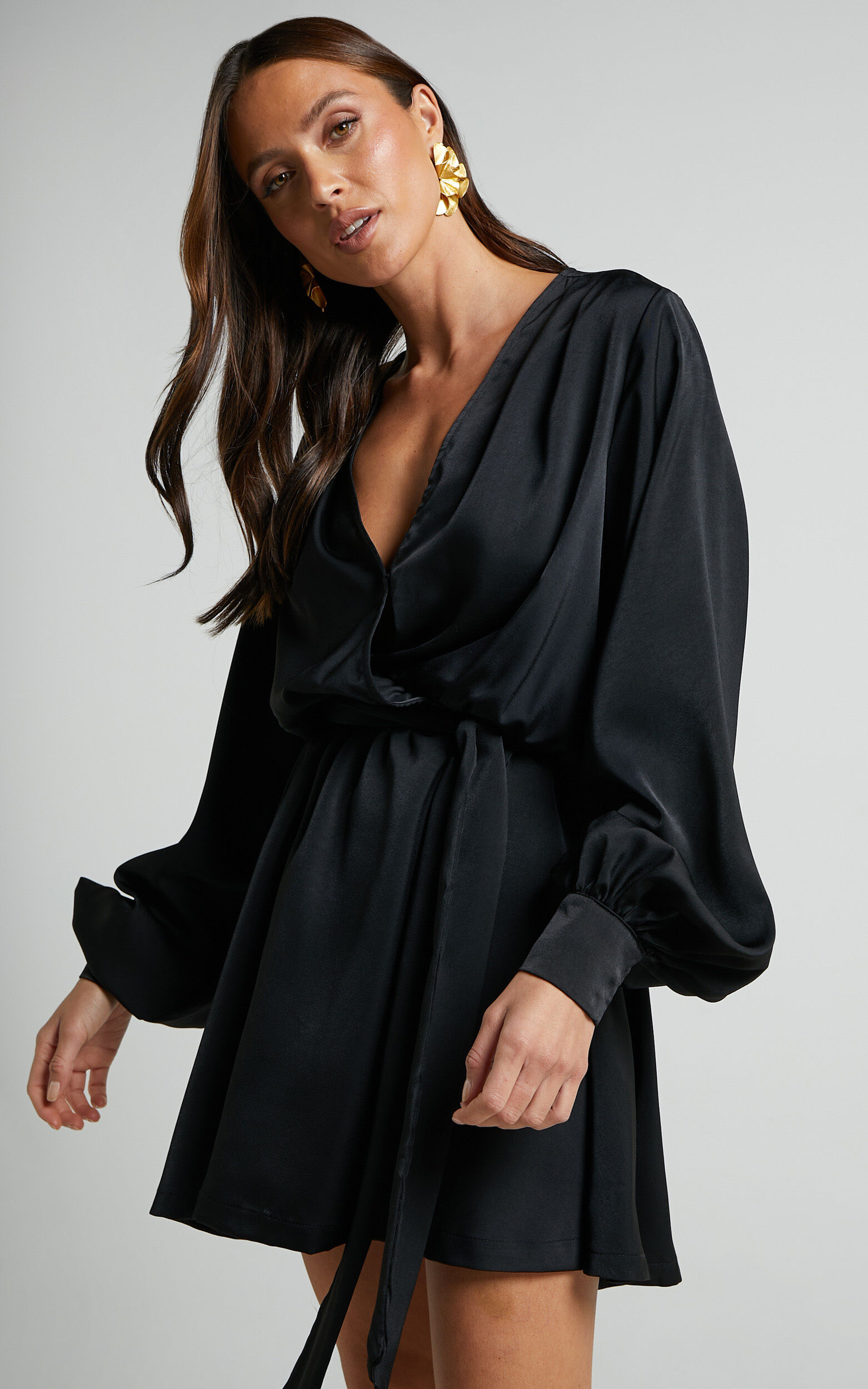 Long sleeve short wrap dress new arrivals