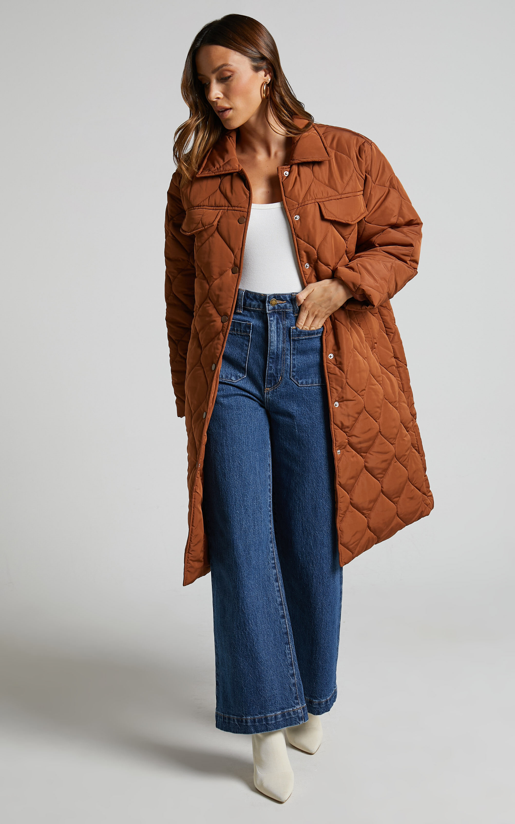Longline quilted coat top