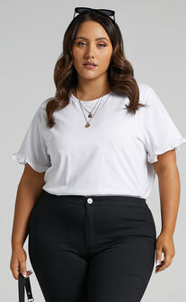 Closer To Home Tee - Ruffle Sleeve Tee in White