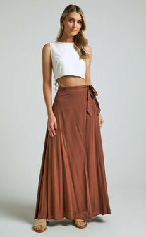 Break A Leg Maxi Skirt - Wrap Tie Skirt in Espresso