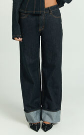 Lioness - Top Model Cuffed Jeans in Dark Denim | Showpo USA