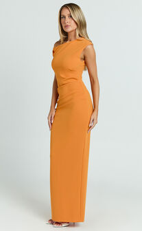 Genie Maxi Dress - Off The Shoulder Dress in Orange
