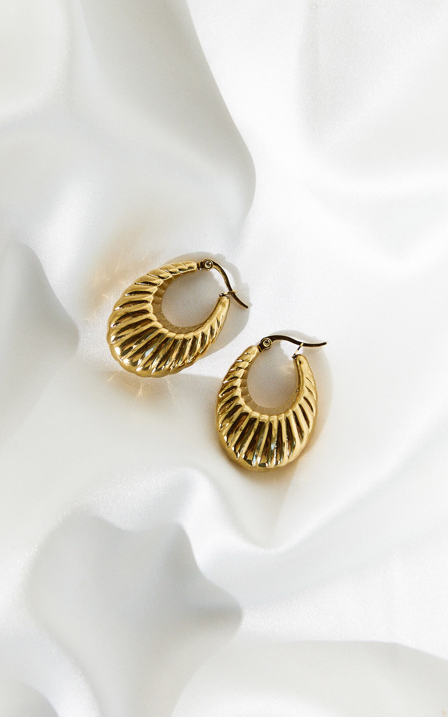 Sasha Earrings - Textured Hoop Earrings in Gold - NoSize, GLD1