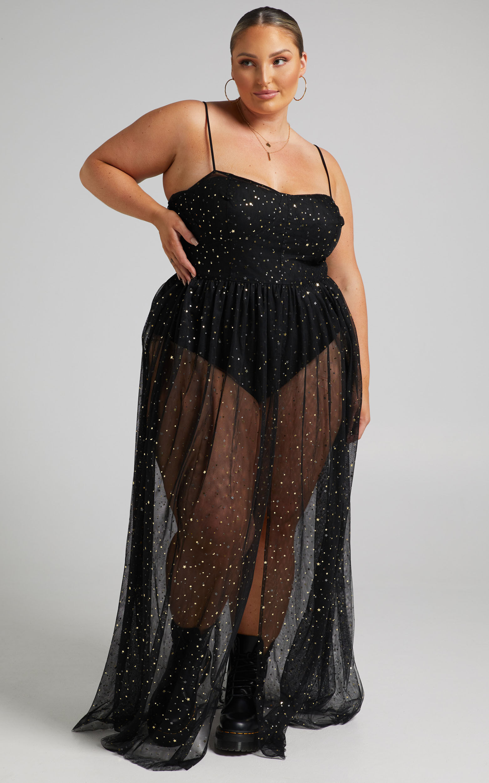 Plus size outlet sheer maxi dress
