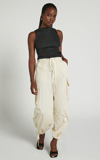 Dean Pants - Drawstring Cargo Pants in Neutral