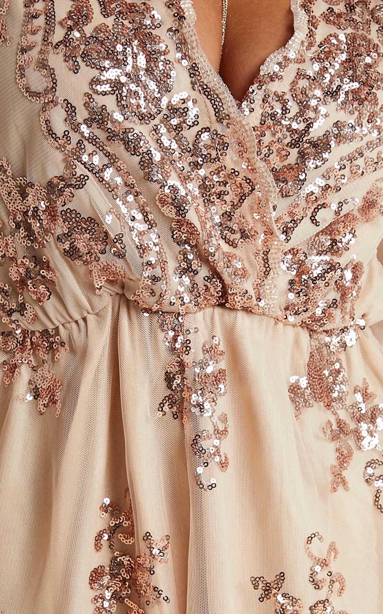 Big Baller Mini Playsuit In Rose Gold Sequin Showpo EU