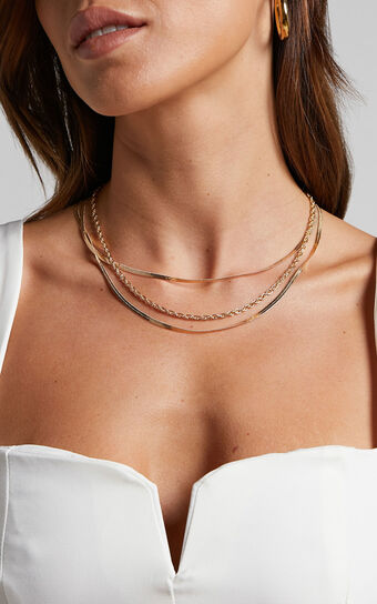 Shielou Layered Snake Chain Necklace in Gold