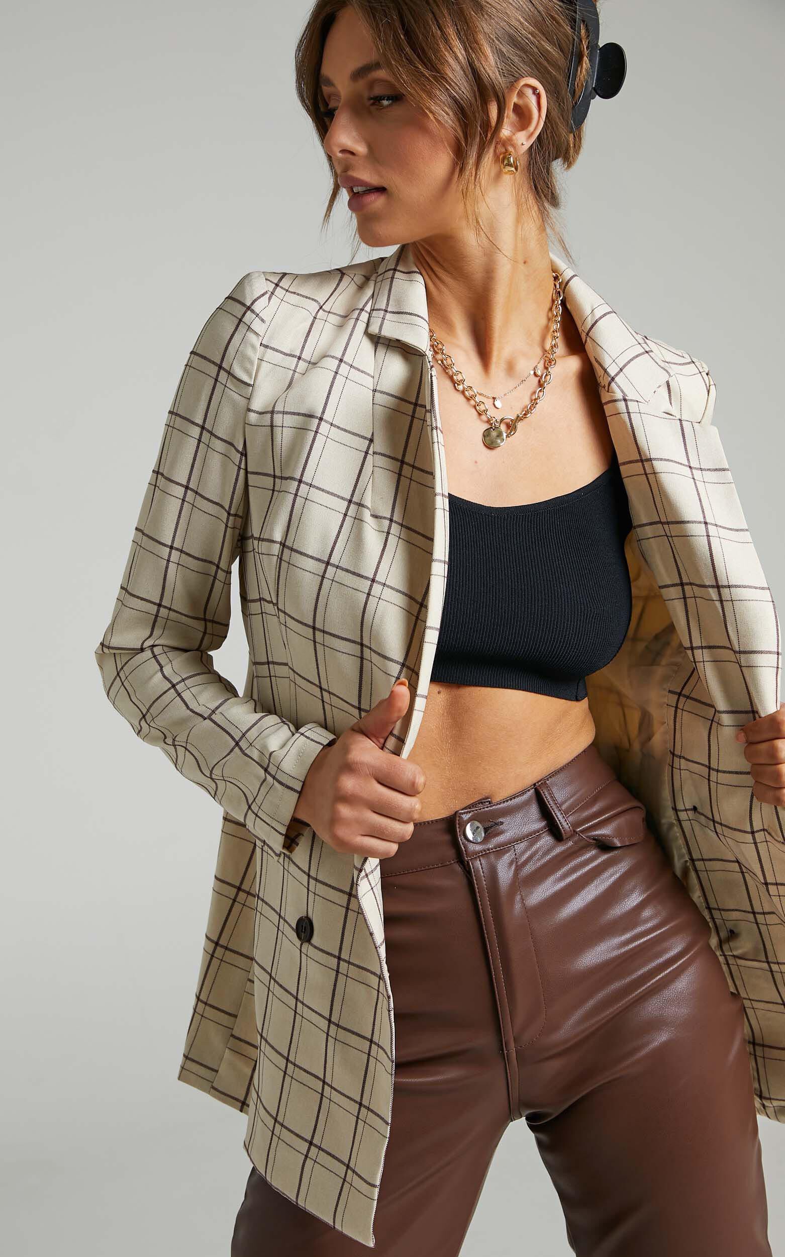 Sort It Out Blazer Double Breasted Blazer in Cream Check