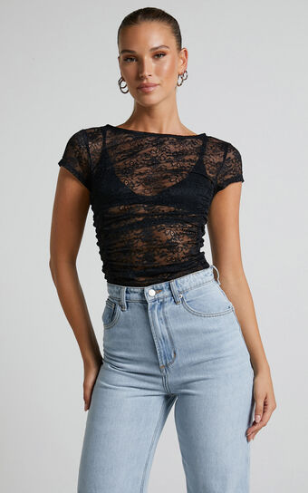 Lioness - Beguile Lace Top in Onyx