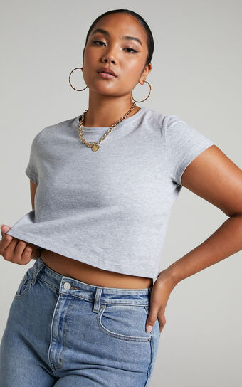 Danzel Top - Boxy Fit Cap Sleeve Crop Top in Grey